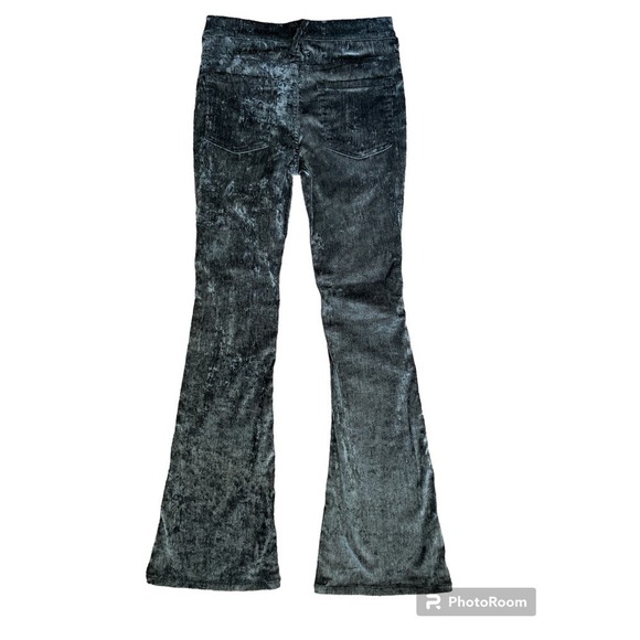 Altar'd State High Waist Flare Pull On Pants Metallic Teal Crushed Corduroy Sz M - Picture 3 of 6